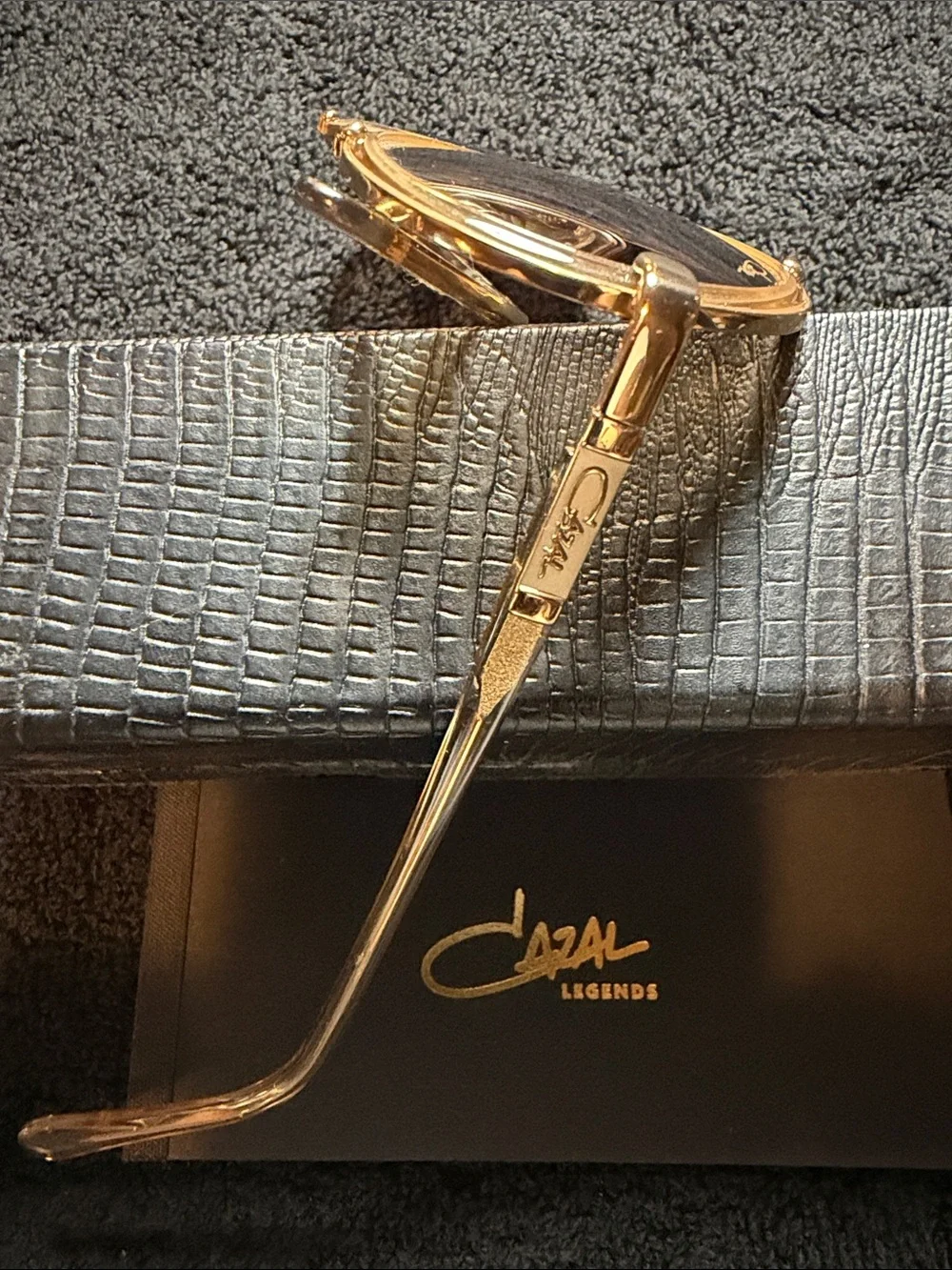Cazal Gold Round Sunglasses with Dark Lenses